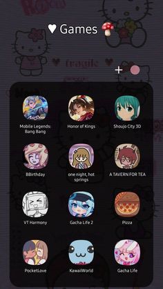 an iphone screen showing the game's avatars and their name on each button