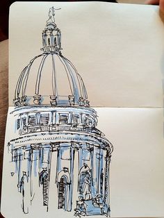 a drawing of a dome on top of a building