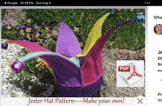 an image of a flower pot made out of fabric and paper with the caption jester hat pattern - make your own