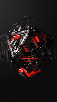 an abstract black and red background with some sort of object in the foreground,