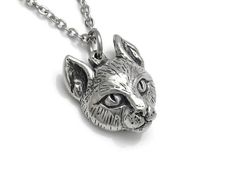 Cat Face Pendant Necklac, Kitty Charm, Animal Jewelry Anatomical Jewelry, Silver Cat Pendant, Full Moon Necklace, Face Pendant, Face Jewellery, Face Necklace, Nature Earrings, Cat Pendant, Nature Necklace