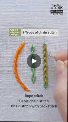 the video shows how to make three types of chain stitch