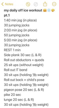 the workout log is shown with instructions for each type of exercise, including running and walking