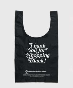 a black shopping bag with the words thank you for shopping black