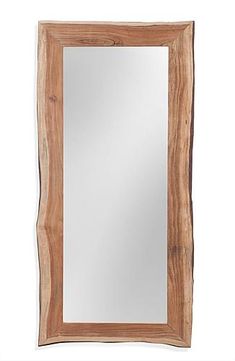 a mirror that is made out of wood and has a wooden frame on the front