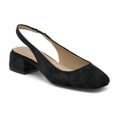 Designed from smooth faux leather, these Zalo slip-on shoes from Style Charles are essential for your wardrobe. They have a square toe, a comfortable block heel, and a slingback strap with elastic detail for a supportive fit.Closure Type: SlingbackShoe Heel Height: 1 1/2 InchesUpper/Outer Base Material: 100% VelvetShoe Lining Material: SyntheticSole Material Content: 100% SyntheticToe Type: Square ToeShoe Strap Type: Slingback StrapCare: Spot CleanHeel Style: Block HeelCountry of Origin: Imported Shoes For Older Women, Shoe Black, Slip On Shoes, Block Heels, Heel Height, Dress Shoes, Faux Leather, Slip On, Women Shoes