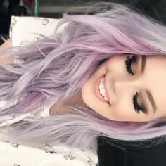 Find this Pin and more on makeupby johanna. So Gorg Love This Silver Lilac  & Lavender Hair💜 Silver Lavender Hair, Tumblr Hair, Dipbrow, Pastel Hair, Hair Colours, Colored Hair