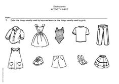 an activity sheet for children to learn how to wear clothes