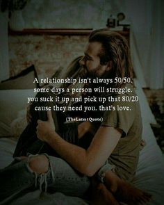 a man with long hair sitting on top of a bed next to a quote about love