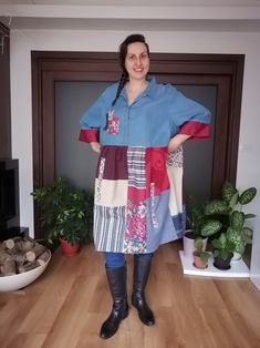 Boho Upcycled Tunic Dress Patchwork Hippie Duster, Eco-friendly Farm Chic Top, Country Oversized Dress, Jeans Rustic Duster - Etsy Bulgaria Blue Hippie Patchwork Dress, Oversized Bohemian Patchwork Tops, Oversized Multicolor Patchwork Dress, Bohemian Patchwork Tunic Dress, Oversized Cotton Patchwork Dress, Spring Bohemian Upcycled Dress, Festival Lagenlook Patchwork Dress, Oversized Tunic Dress, Eclectic Wardrobe