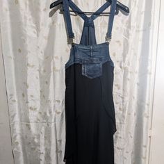 Unique Flattering Distressed Cut Overall Maxi Or Midi Dress With Black Layered Skirt, Size Large, Never Worn, Just Got Wrinkly In My Storage. Super Cute Black Asymmetrical Skirt Dress For Work, Black Asymmetrical Workwear Dress, Panama Fashion, Black Layered Skirt, Black Layers, Unique Boutique, Layered Skirt, Overall Dress, Panama