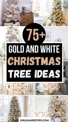 white christmas tree decorated with gold and white ornaments