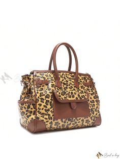 Bird in Bag - Nicole Lee Lola Medium Satchel: Elegant Womens PU Leather Shoulder Bag with Leopard Print, Versatile Design and Multiple Pockets, Includes Optional Crossbody Strap Brown Shopping Bag With Luggage Sleeve, Leopard Print Travel Bag With Top Carry Handle, Leopard Print Travel Satchel, Leopard Print Satchel Travel Bag, Leopard Print Travel Satchel Shoulder Bag, Leopard Print Bags With Detachable Handle For Travel, Leopard Print Travel Bag With Detachable Handle, Leopard Print Satchel For Travel, Leopard Print Double Handle Satchel For Travel