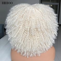 highlights of the curly wig: large and full, but light in weight(comfortable), very bouncy, rocking and moves so natural . 14-15 inch in back Details - which make difference: Hair weigth:280g-300gCap Size:(22.5" circumference size) with 2 Adjustable Straps,suitable for most people's head size, can better fixed to headFree gifts:A pair big earrings, tattoo stickers, a hairnetWig material：our wig is Healthy and environmentally-friendly materials, high temperature resistance wire fiber，You can easi Black Women Cosplay, Short Hair Afro, Curly Wigs With Bangs, Bangs For Black Women, Blonde Afro, Curly Afro Wig, Green Wig, Hair Afro, Type Machine