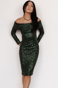 Green Sequin Dress, Sequin Material, Fitted Long Sleeve, Sequin Midi Dress, Green Sequins, Metallic Dress, Sequin Mini, Sequin Mini Dress, Gold Zipper