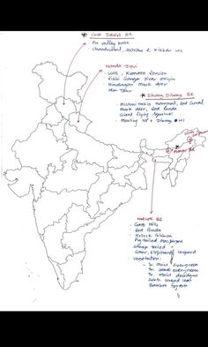 an outline map of india with all the major cities and their respective names on it