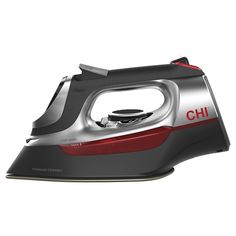 an electric iron with the words chi on it's front and side panels open