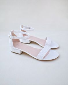 White Glitter Low Block Heel Bridal Sandals Fancy Attire, Fancy Sandals, Low Block Heel Sandal, Wedding Shoes Low Heel, Prom Inspo, Pretty Sandals, Fancy Shoes, Block Heel Sandals, Wedding Sandals