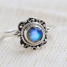 Stackable Opal Ring, Round Shape, Adjustable Stackable Round Moonstone Ring, Adjustable Moonstone Ring As Birthstone, Gift Stackable Rings With Moon Phase Design, Bohemian Stackable Round Moonstone Ring, Bohemian Stackable Moonstone Ring, Blue Moonstone Round Rings, Moonstone Birthstone Ring, Blue Moonstone Stackable Ring