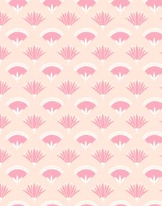 an abstract pink and white pattern with fan shapes