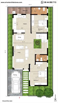 a floor plan for a house with two car garages and an attached living area