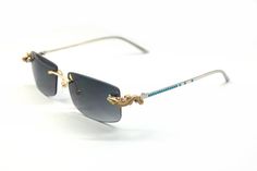 color: Gold&Grey&Silver Leg&diamond Silver Rimless Sunglasses For Formal Occasions, Silver Glass Sunglasses For Formal Occasions, Formal Silver Glass Sunglasses, Rimless Sunglasses, Cartier, Gems, Sunglasses, Grey, Silver