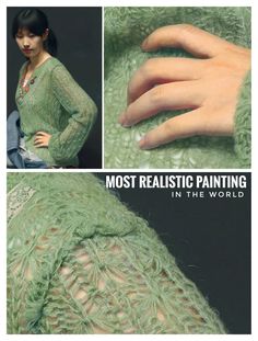 an image of a woman's hand with the words most realistic painting in the world