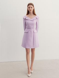 This is the Bellita Tailored Mini Dress, featuring a wide collar that accentuates the collarbone line. It is made from a luxurious wool-silk blend fabric with a subtle sheen.- Structured fit with high-quality material- Optional belt for a polished look- Timeless piece worth adding to your collection* The actual color of the product is the most similar to the product cut. Dresses For Work Midi, Structured Dress, Fashion Drawing Sketches, Silk Mini Dress, Formal Outfit, Belted Dress, Polished Look, Fashion Drawing, Jumpsuit Dress