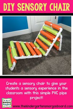 the diy sensory chair is made out of plastic tubes