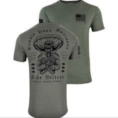 Howitzer Style Men's T-Shirt El Jefe Military Grunt Mfg Brand: Howitzer Color: Olive Heather Style: El Jefe / Cv4550 / Ovhe Material: 50% Cotton, 50% Polyester Detail: 5% Of Our Proceeds Benefit The American Heroes Who Sacrifice To Protect Us: Join The Cause To Help Veterans And First Responders. A Portion Of Each Sale Goes Back To Charities And Non-Profits: Wishes For Warriors, Rise Above Hardship, National Law Enforcement Memorial Fund, And National Fallen Firefighters Foundation. With Respect Usmc Clothing, Patriotic Fashion, Camo Shirts, First Responders, Rise Above, American Heroes, Tour T Shirts, Fine Fabric, Law Enforcement