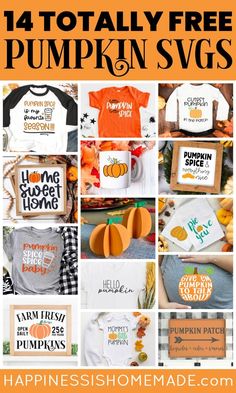 pumpkin svg bundle with free printables to make it look like they are on the