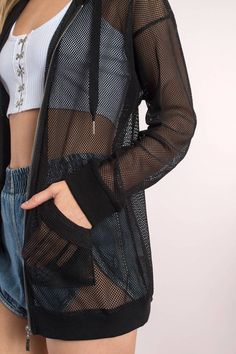 Mesh Jacket, Sporty Outfits, Basic Outfits, Edgy Outfits, Casual Summer Outfits, Teen Fashion Outfits, Black Mesh, Cute Casual Outfits, Alternative Fashion