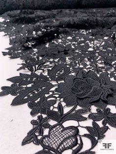 If you're looking for a fun black fabric, check out this 3D floral guipure lace from the fashion house of Lela Rose. SKU: 12329 Content: Polyester Color: Black Width: 51 inches Black Lace For Spring Party, Elegant Black Crochet Lace, Black Crochet Lace For Party, Black Lace Aesthetic, Lace Aesthetic, Lela Rose, Guipure Lace, Fabric Gifts, Rose Pattern