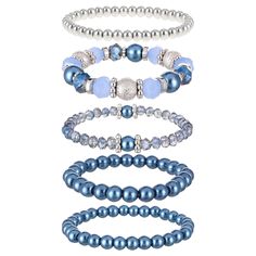 Blue Crystal Bracelet With Stackable Round Beads, Elegant Blue Stackable Beaded Bracelets, Boho Beaded Bracelets, Stone Beaded Bracelets, Bracelets Trendy, 2025 Christmas, Handmade Beaded Bracelets, Bracelets Crystal, Crystal Bead Bracelet