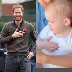 prince harry and princess charlotte are pictured in this composite image, the baby is being held by his mother