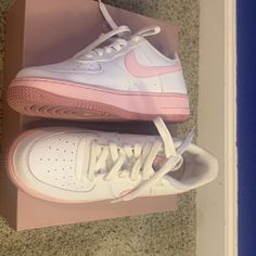 Womens 6.5 Nike Air Forces Light And Dark Pink 2 Tone Nike Air Forces, Pink Nike Shoes, Air Forces, Pink Nike, Room Color, Light And Dark, Room Colors, White Nikes, Dark Pink