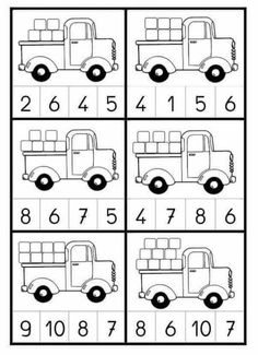 the printable worksheet for numbers 1 - 10, including trucks and cars