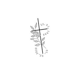 a cross and some flowers on a white background