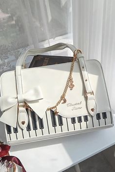 Piano Waltz Bowknot Sweet Lolita Handbag 4 Colors Customize Handbag, Cute Bags And Purses, Gift Ideas Coquette, Piano Accessories, Piano Gifts, Cute Handbag, Kawaii Bag, Kawaii Bags, My Style Bags