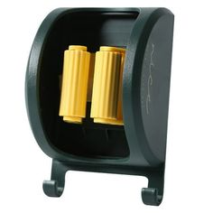 two yellow batteries in a black holder