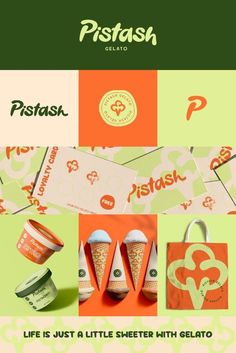 Green And Orange Brand Identity, Branding Colours Visual Identity, Ice Cream Palette Colour, Food Brand Colour Palette, Logo For Personal Brand, Rainbow Branding Design, Behance Brand Identity, Logo Board Design, Illustrator Brand Identity