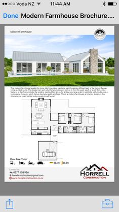 the floor plan for this modern farmhouse house is shown in an appliance window