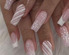 Press on Nails, Press Ons, Cute Christmas Nails, Xmas Nails, Holiday Glitter Nails, Candy Cane Nails, Snowman Nails, Winter Nails, December - Etsy Snowman Nails, Aurora Nails, Velvet Nails, Milky Nails, French Tip Nail Designs, Cute Simple Nails, Girly Acrylic Nails