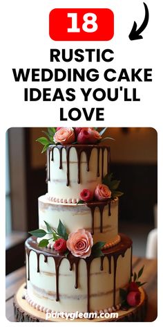 Looking to add a warm and charming vibe to your wedding? Check out these 18 rustic wedding cake ideas! From delectable chocolate drip designs to enchanting floral-topped treats, there's something for every couple. Whether you want a classic country look or something a bit more modern with rustic accents, these cakes will wow your guests and sweeten your celebration. Gather inspiration with beautifully crafted cakes that taste as good as they look, and make your special day even more memorable with delightful rustic desserts! Wedding Cake Drip, Rustic Desserts, Cake With Drip, Rustic Wedding Cake Ideas, Wedding Cake Boho, Rustic Cake Tables, Rustic Dessert, Woodland Cake