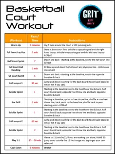 the basketball court workout plan is shown