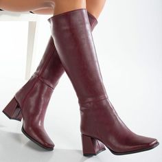 Red Knee High Boots, Burgundy Boots, Tall Boots, Brick Red Boots, Burgundy Women Boots, Knee High Boots, Rain Boots, Burgundy Vegan Boots - Etsy Red Riding Boots, Tall Red Boots, Burgundy Knee High Boots, Red Knee High Boots, Riding Boots Fashion, Burgundy Boots, Boots Tall, Boots Knee High, Handmade Boot