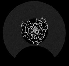 a black and white photo of a spider web in the middle of a dark circle