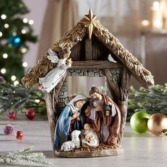 9.25H Figurine Children's Nativity w/ Angel Nativity Of Jesus Christ, Nativity Of Jesus, Santa Statues, The Blessed Virgin Mary, Nativity Scenes, Birth Of Jesus Christ, Nativity Sets, Star Of Bethlehem, The Nativity