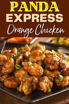 panda express orange chicken on a plate with chopsticks