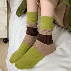 Make these socks a part of your aesthetic outfit 💚 Free SizeMaterial: Cotton Trendy Green Fall Socks, Casual Green Winter Socks, Casual Green Knee-high Socks, Casual Green Socks For Winter, Casual Multicolor One Size Socks, Casual Multicolor One-size Socks, Y2k Socks, Socks Y2k, Aesthetic Socks